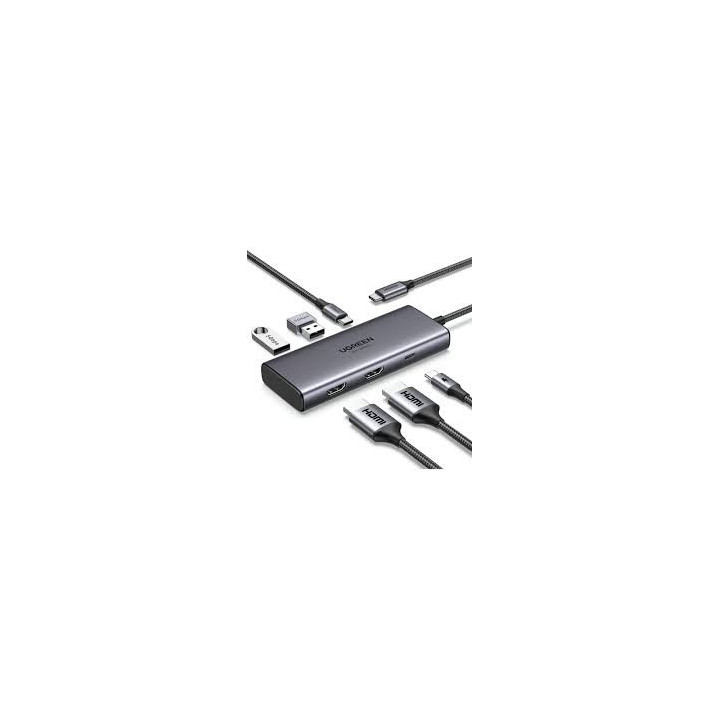 Ugreen 15852 (6in1) Dual Hdmi USB C To 2 USB3.0, 2 HDMI, 2 PD